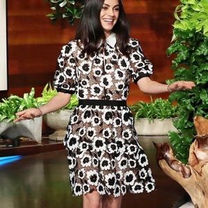 Self-Portrait Guipure Floral Lace Collared Dress